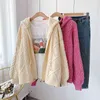 Korean Winter Pink Sweater Cardigans Hooded Knit Sweaters Loose Oversized Christmas Knitted Coat Female Clothing 210430