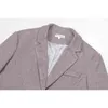 Printemps mode femmes blazer gris col cranté simple boutonnage poche large haut ample marée ceinture WR06902l 210421