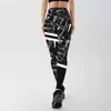 Ins Styles Stripe Printed Leggings Fashion Womens for Leggins Slim Stretch Trouser Black &White Texture Pants 211216