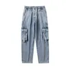 Men's Jeans 2022 Autumn Winter Cargo Business Casual Streetwear Classic Style Fashion Denim Trousers Male Black Blue Pants