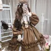 Kawaii Lolita Style Dress Donna Costume da cameriera in pizzo Abito carino giapponese Costume dolce gotico Abito da festa Abiti rinascimentali 210322