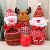 Juldekorationer Presentdocka Väskor med Drawstring Design Candy Storage Pouch Desktop Heminredning Strumpor Hållare