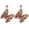 Trendiga Butterfly Örhängen Mode Koreansk Kristall Dangle Örhänge För Kvinnor Bröllop Smycken Partihandel