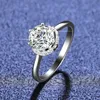 D cor anel moissanite feminino s925 esterlina prata clássico seis-garra redondo 1 jóias de noivado