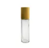 10 ml klara glasrullflaskor med naturliga bambu tr￤lock kosmetisk eterisk oljerulle p￥ r￶r f￶rpackning SN3336