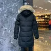 ファッションガース女性のダウンジャケットパーカーエレガントな女性冬の中長いジャケットフード付き本物のオオカミの毛皮のコートが厚く暖かいプラス