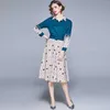 Women Summer Designer Elegant Green Shirt Dress Sexy Slim Belted Cocktail Party Robe Ladies Vintage Print Dresses Vestidos 210525