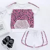 Clothing Sets Fashion Baby Girls Short Sleeve Print Net T Shirts Tops Casual Shorts Leopard Clothes 0-5Y Summer Tracksuits