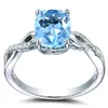 Квадратные аквамариновые драгоценные камни Zircon Diamonds кольца для женщин Blue Crystal White Gold Silver Color ювелирные изделия Bijoux подарки