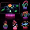 LED Lamp Base RGB Light 3D Illusion Bases Lights 3 Colorful Acrylic Pattern Lamps Battery or USB Powered for Kids Girlfriend Gift Decoration