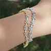 ZAKOL couleur or zircon cubique feuille Bracelet à breloques bracelets pour femmes à la mode CZ cristal mariée bijoux de mariage BP2255