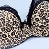 Beauwear Super Plus Size Kobiety Leopard Bra Brief Set D E F G Cup Kobiet Koronki Underwear Zestaw Pełny pokrycie Miękka Cienka bielizna Set X0526