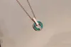 Luxury Fashion Diamond Necklace Classic Baojia Mother-of-Pearl Round Green Pendant Design Jewelry Original Packaging Gift Box
