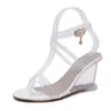 Sandals Wedges Women Summer Summer Transparent High Heels PVC Aberto do pé sexy Sapatos de casamento Plataforma Clear Tamanho 34436288735