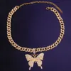 Stonefans - Collier ras du cou cubain papillon pour femme, bijoux de créateur, mignon, hip-hop, avec pendentif en diamant Q0809