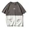 メンズコットンファッションTシャツメンズ夏のパッチワークTシャツ5xLカジュアルTシャツポケットティーマン特大トップティーストリートウェアY0322