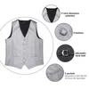 Herenvesten mannen pak vest zilver paisley bloemen zijden bruiloft vest ascot stropdas pocket square stroping ring mouwloze jas dibangu stra2222