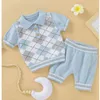 Sommar spädbarn baby pojkar flickor kortärmad t-shirt + byxa kostym kläder sätter barn pojke tjej kläder 210429