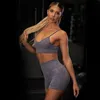 Leggings da donna Abbigliamento sportivo da donna sexy da donna Allenamento fitness Corsa sportiva Gilet da fionda Set da yoga Tute da palestra Tuta Reggiseno Pantaloncini 2