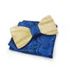 Män Bröllop Business Party Suit Trä Bowtie Cravat Novelty Chic Wood Bow Tie Paisley Pocket Square Handkerchief Slipset Set