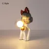 Cartoons Bouquet Girl Table Lamp Postmodern Cute Foyer Bedroom Kids Room Decoration Resin Desk Lights Home Lighting