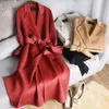 Double-sided Cshmere Coat Women 2021 Korean High-end Loose Elegant Woolen Winter Ladies Long Wool Jacket With Belt Y576 Women's & Blends