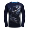 ESTファッション男性Tシャツ長袖クールデザイン3D面白いTシャツホムオオカミプリントカジュアルトッププラスサイズ6xl卸売210629