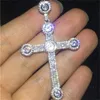 2020 Vintage Diamond CZ Cross Pendant 100 925 Sterling Silver Party Wedding Pendants Halsband för kvinnor Män Moissanite Jewelry7987767