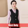 Women's Vests Fashion Navy Blue Vest Women Waistcoat Ladies 2 Piece Pant And Top Sets Work Business Suits Office Uniform Styles Stra22