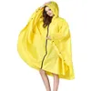 Svart Trench Fashion Style Hooded Women Men Unisex Raincoat Utomhus Poncho Vattentät Rain Coat 3 Färger Rainwear 210320