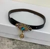 Bijoux de marque en cuir pour femmes, Punk, ras du cou, couleur or, Bracelet en Zircon, Design Vintage, cadeaux de fête pour filles