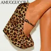 Dress Shoes 2021 Plus Big Size 35-48 Leopard Buckle Fashion Sexy High Heel Platform Girls Females Lady Wedge Women Pumps D1268