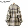 Kadın Palto Ekose Sonbahar Bahar Ceketler Kadın Rüzgarlık Dış Giyim Açık Slim Fit Ceket Lady Casual Giyim 210604
