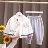 Fashion Kids Unicorn Designer Clothing Sets 1-5T Baby Girls Vivid Cotton Cardigan Suit Tops +Sweater+Pants=3PCS/Set