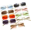 Fashion Design Cheetah Frameless Square Sunglasses Color Men's And Women's Retro Leopard Head Metal Classic Glasses UV400