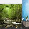 Landscape Shower Curtains Forest Trees Green plants Waterfall 3D Print Waterproof Bathroom Home Decor Bathtub Polyester Curtain 210609