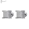 Mens Zircon Earring Hip Hop Style Copper Material Iced Bling CZ Square Stud örhängen Skruv-back Fashion Jewelry Accessories256G