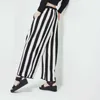 Lente gestreepte losse wijde beenbroek casual design elastische taille vrouwen broek eenvoudige vintage femme pantalon 13A217 210525