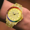 MISSFOX Hip Hop Men's Black Luxury Date AAA Quartz Wrist es Diamond Stainless Steel Watch For Men Jewelry