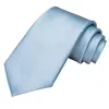 Bow Ties Light Blue Solid Silk Wedding Tie For Men Handky Cufflink Mens Necktie Set Fashion Designer Business Party Drop Hi-Tie