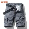 Luulla Männer Sommer Premium Stretch Twill Baumwolle Cargo Shorts Lässige Mode Solide Klassische Taschen Beinbekleidung 28-38 210716