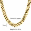 Trendsmax Mäns Rostfritt Stål Halsband, 13mm, 316L, 20-36 inches Lång, Golden Gourd, Kubansk kedja, Mode Smycken, HN112 Q0809