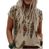 Vintage Tüy Baskı Tunik Tops Yaz Kadın Casual Kısa Kollu Artı Boyutu Harajuku T Gömlek Kadın Giyim Tees Mujer Camiseta 210623