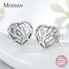 Hollow Line Tree Leaves Heart Simple Stud Earrings For Women 925 Sterling Silver Vintage Charm Jewelry Design Bijoux 210707