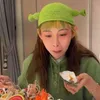 Luna&Dolphin Women Cartoon Monster Green Antenna Hat Strange Party Game Hats Novelty Children Warm Handmade Knitted Aldult Cap