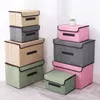 Cotton Linen Storage Box With Cap 2 Size Clothes Socks Toy Snacks Sundries Organizer Set Fabric Boxes Cosmetics Household