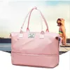 Pink Women Sport Bags For Gym Duffel Luggage Shouder Bag Sport Fitness Bag Yoga Waterproof Large Gym Bags With Shoe Compartment Q0705