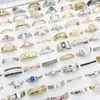 Wholesale 100PCs Stainless Steel Band Rings For Men Women Shining Rhinestone Crystal Zircon Stone Romantic Jewelry Wedding Bands Couple Gift Send a Display Box
