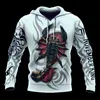 Sweats à capuche pour hommes Sweatshirts Hommes Casual 3D Imprimer Novembre Scorpion Tattoo Man Pull Femme Sweat à capuche Hip-Hop Veste Unisexe Streetwear