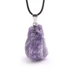 Nieregularny Naturalny Kryształ Kamień Posrebrzany Energia Wisiorek Naszyjniki z łańcuchem Dla Kobiet Dziewczyna Mody Sweter Biżuteria